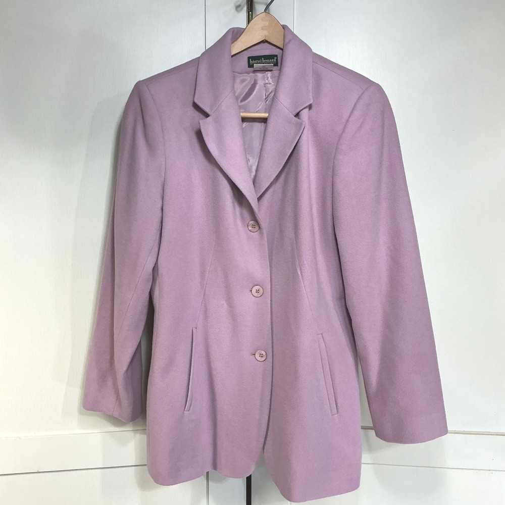 Vintage Harve Benard Blazer Womens 12 Lavender Wool Cashmere Blend Longline Coat